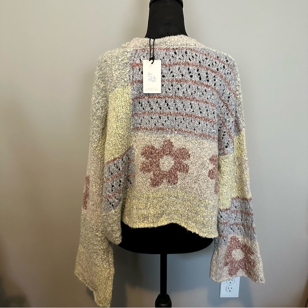 NWT Sincerely Jules Boho Floral Crewneck Knit Sweater - Picture 3 of 4